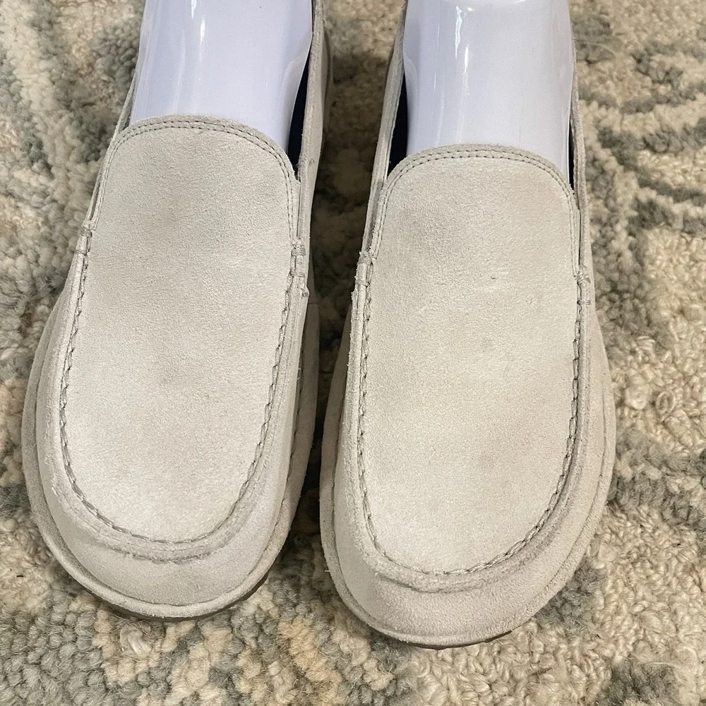 Birkenstock Utti Unisex EU 40 Slip On Loafer Suede Leather Moccasin Off White